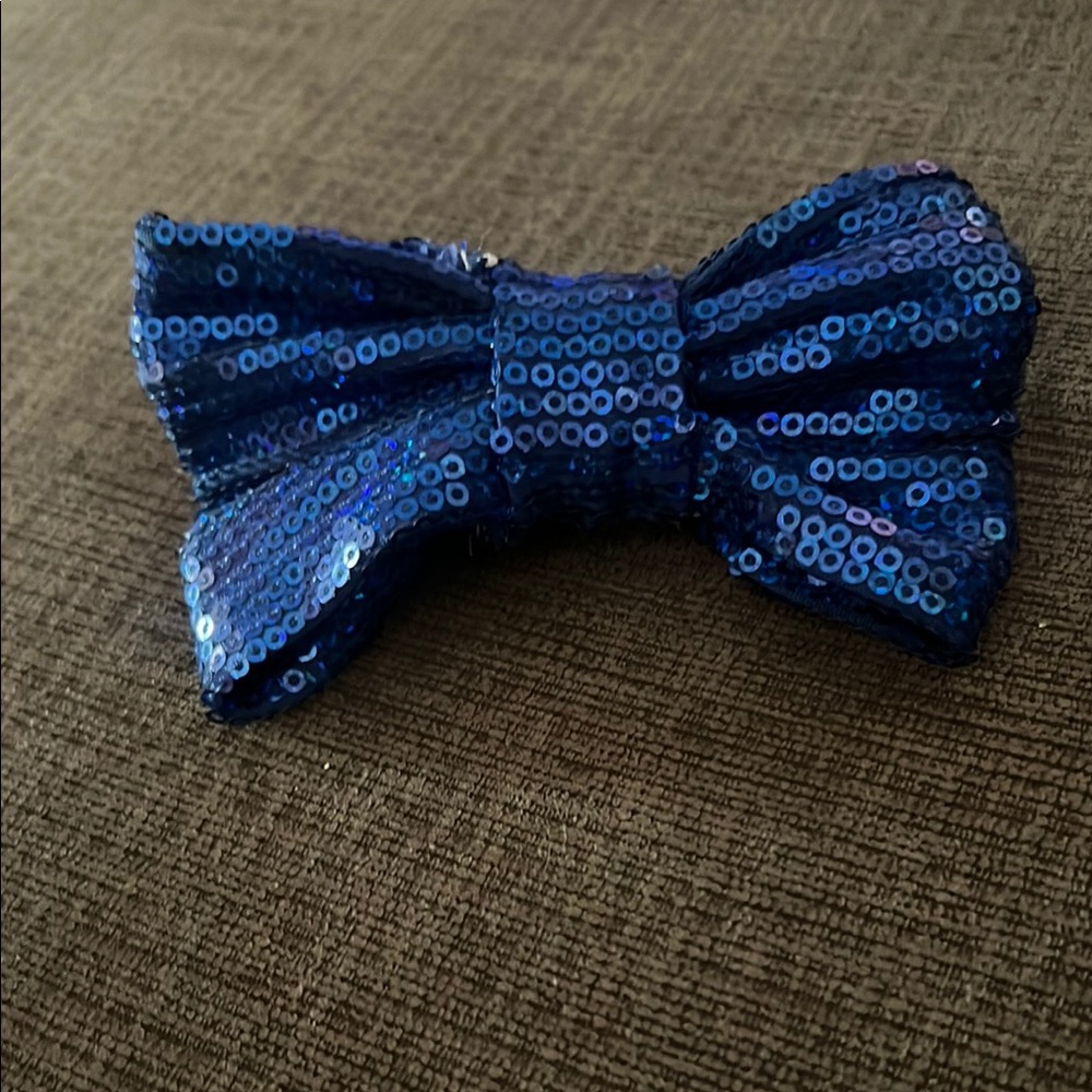 Blue Sequin Bow Tie